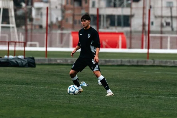 young soccer player training